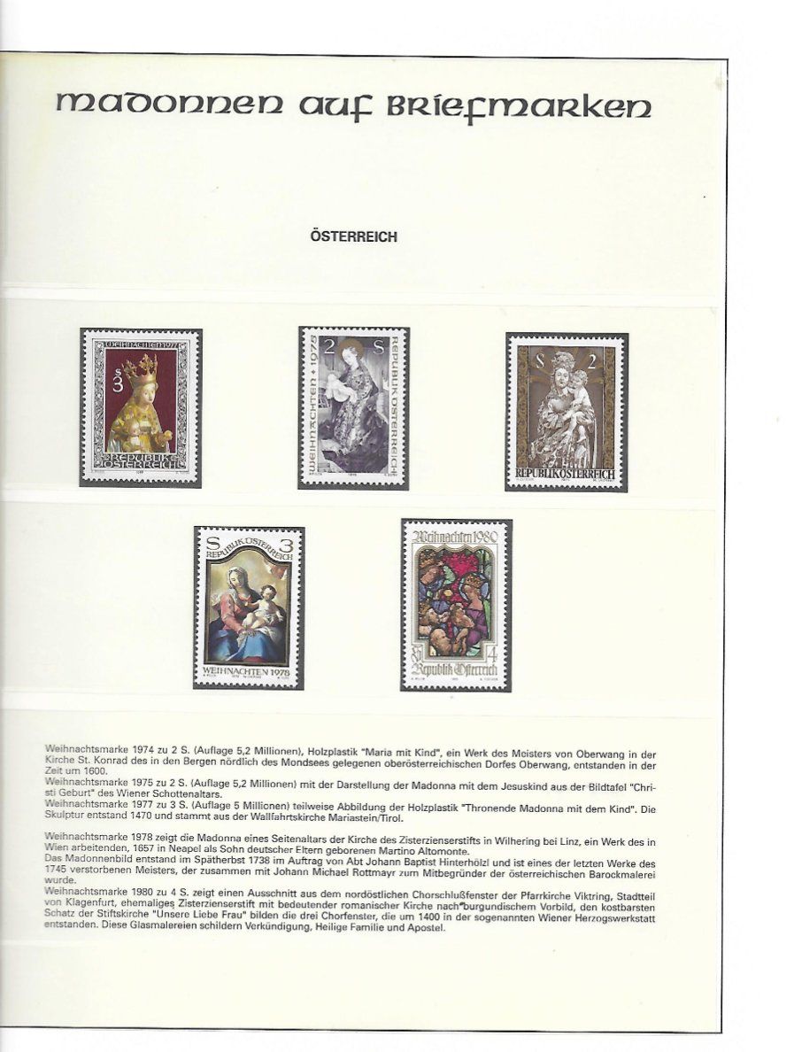 Tutti i francobolli: Madonnen auf Briefmarken – Nuovo e nell'imballaggio originale da Madiswil venduto da Hglotz 1