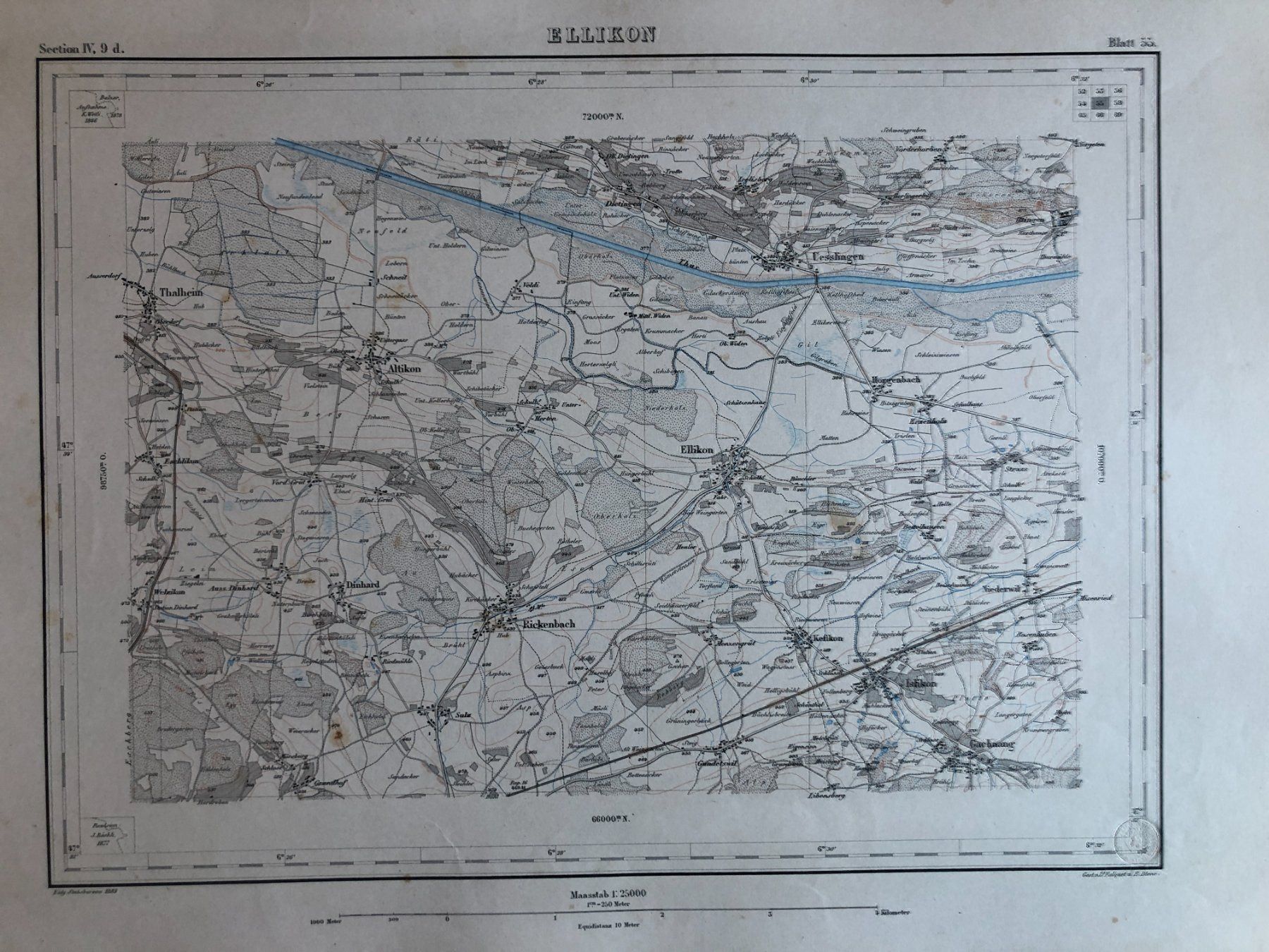 Cartine & Atlanti: Siegfriedatlas Bl. 55: Ellikon 1883 – Usato da Zürich venduto da allp 1