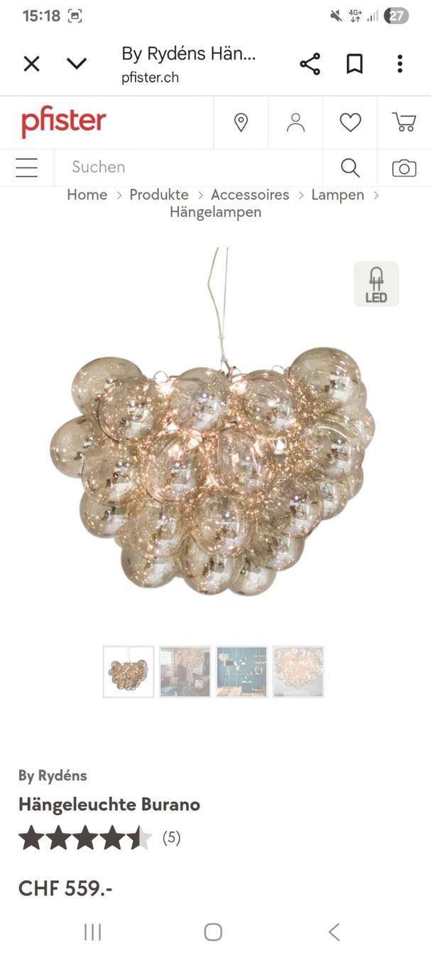 Pfister Lampadari & plafoniere: BURANO Hängeleuchte von By Ridéns – Usato da Zürich venduto da Daia2013 2