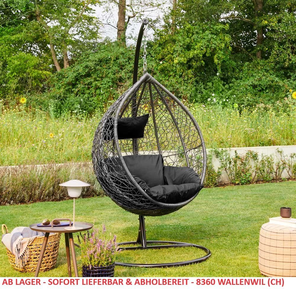 Poltrone pensili da giardino: 21362 - Polyrattan Hängesessel CUBA - SCHWARZ – Nuovo e nell'imballaggio originale da Wallenwil venduto da toesstal-vertrieb