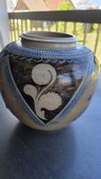 Steingut Vase Handarbeit gemarkt Dekor floral guter Zustand