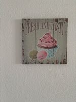 Neuwertiges Wandbild Fresh and Tasty Holzoptik 30x30 cm