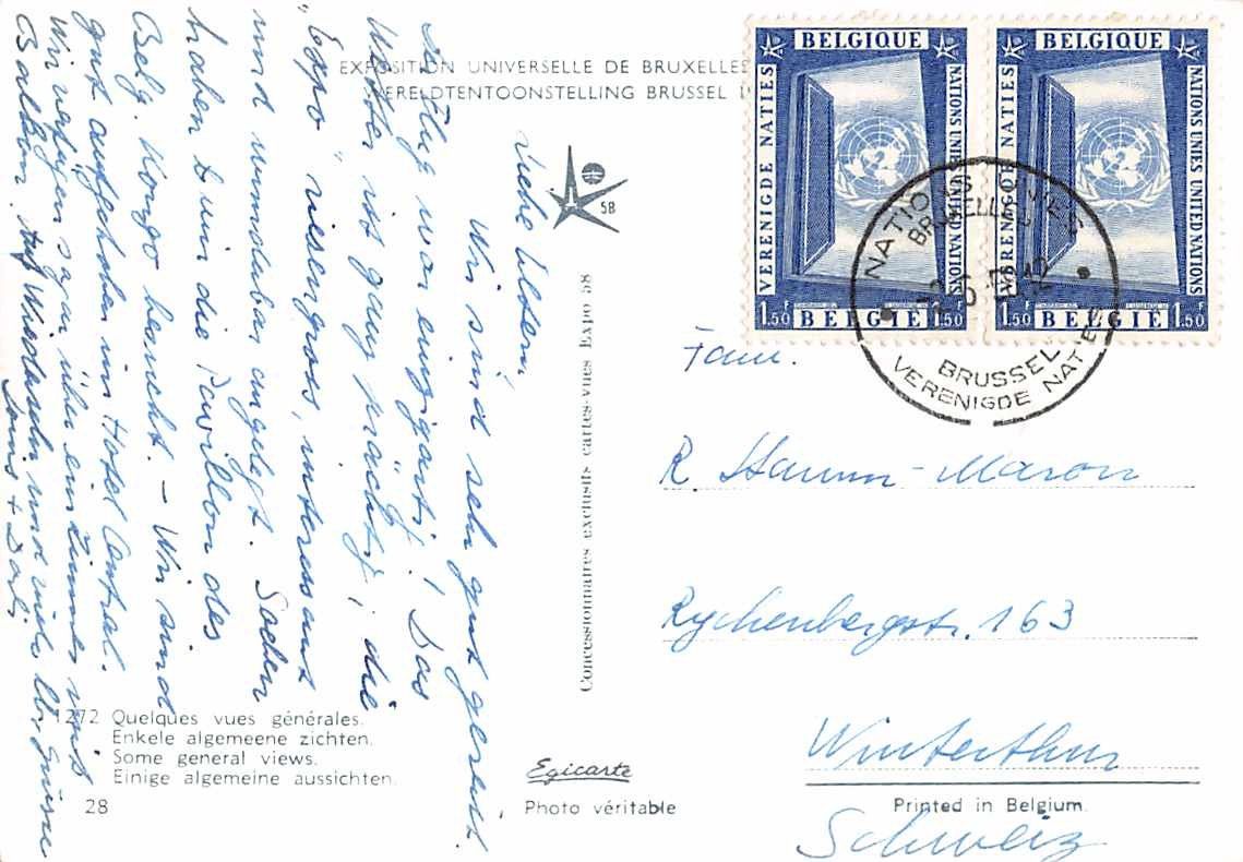 Cartoline postali: TOP Ansichtskarte: BRÜSSEL EXPO 1958 – Usato da Winterthur venduto da SchatzchischtliWinti 1