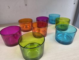 Teelichtgläser bunt Glas Set 8 Stk. gute Zustand 9cm