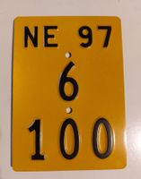Velonummer NE 97 Mofanummer gelb plaque Mofa