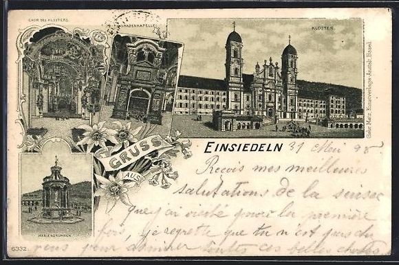 Cartes postales: Litho Einsiedeln, Blick auf das Kloster  – D'occasion à Berlin par bartko-reher
