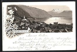 Litho Montreux, Ortsansicht aus der Voge