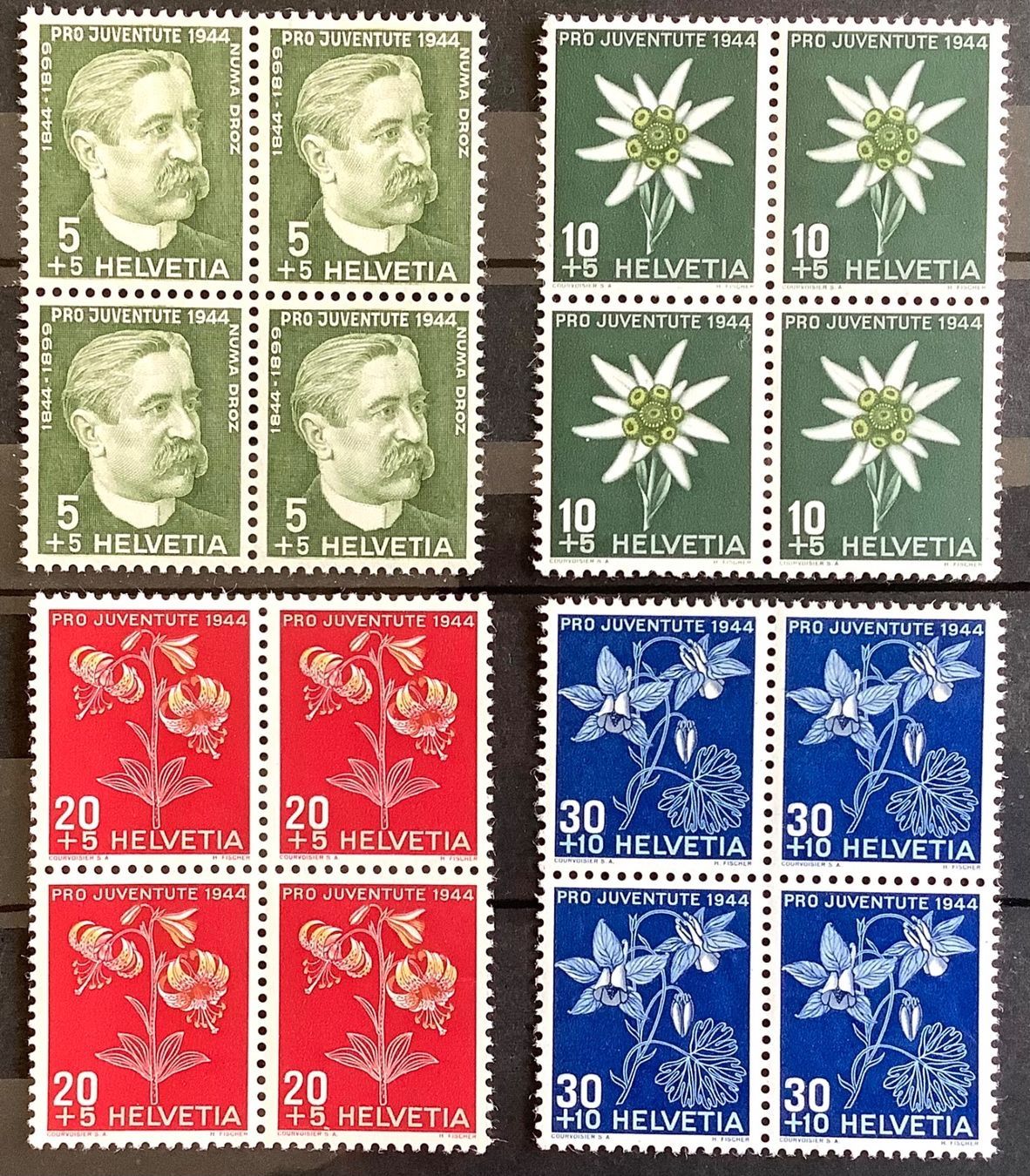 Tutti i francobolli: 1944 Pro Juventute Viererblock Satz Postfrisch ** – Nuovo (secondo la descrizione) da Liestal venduto da Skunk02