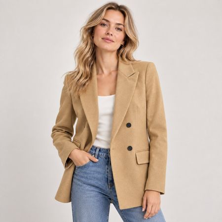 Massimo Dutti Blazer, Size 8, beige / camel brown, spring