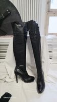 Elegante Overknee-Stiefel aus echtem Leder – Gr. 37 –Schwarz