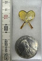 Anstecknadel Tennisschläger goldfarben guter Zustand