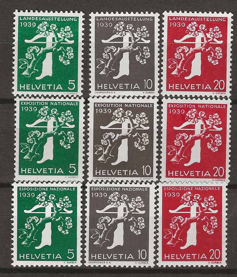 Tutti i francobolli: CH228r - Expo 39 228-238 ** – Usato da Trélex venduto da Phil_Albert