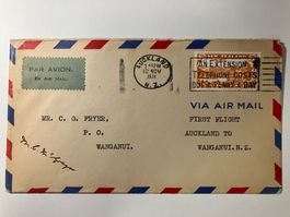 Neuseeland 1931 Erstflug Auckland-Wanganui, 109 Beleg geflog