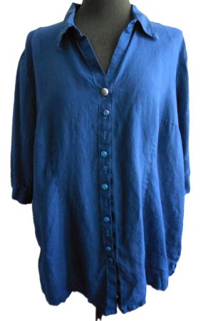 ca. Gr. 50 52 s.Masse ULLA POPKEN Leinen Bluse blau