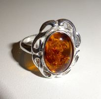 ECHT! * Bernstein RING 925 Silber