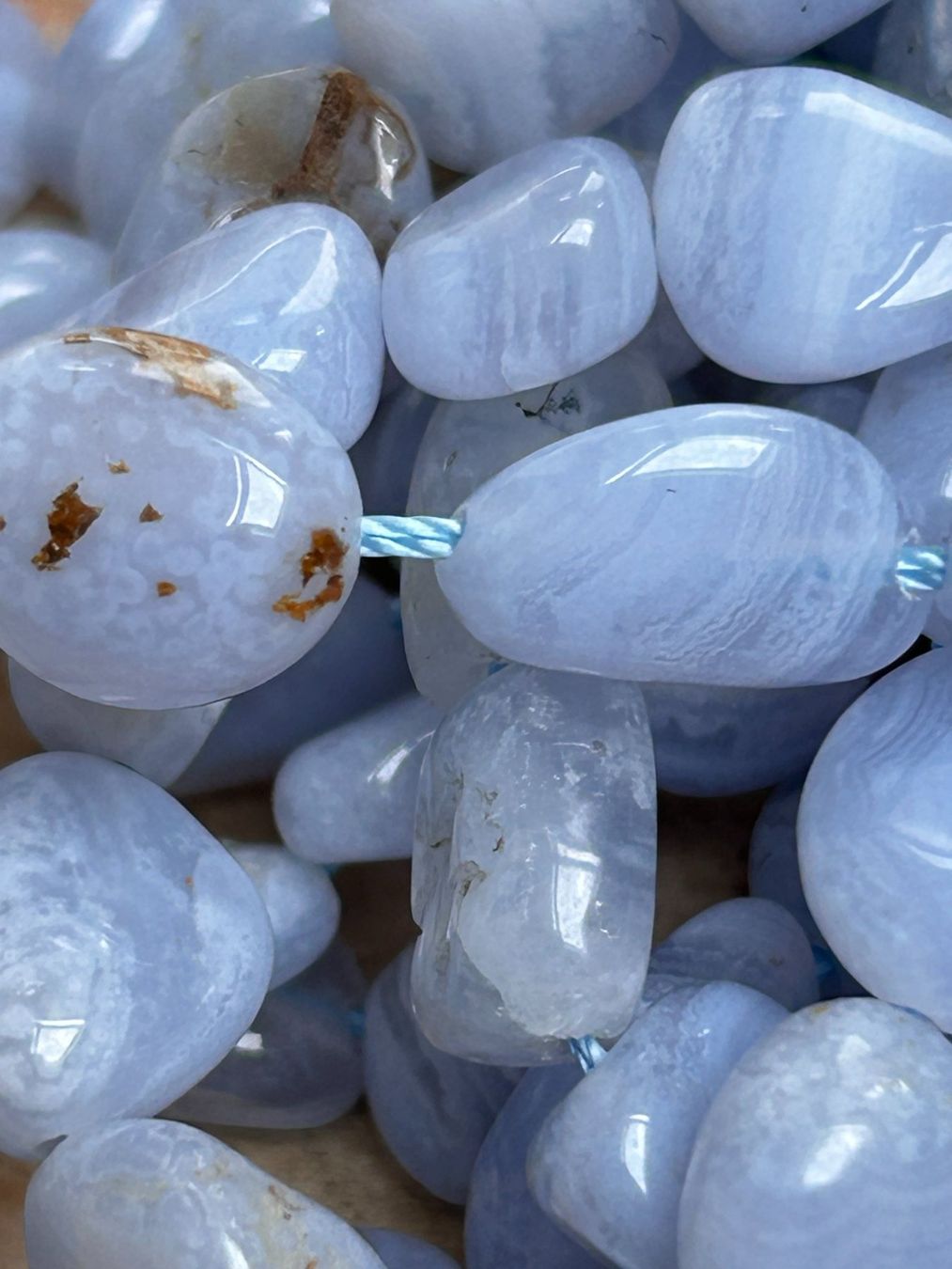 Pietre preziose: Strang echte Blue lace agate Nuggets / stone 8-10 mm – Nuovo e nell'imballaggio originale da Niederrohrdorf venduto da Ytobi