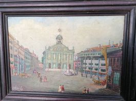 peinture ancienne sur carton théâtre de Genève.