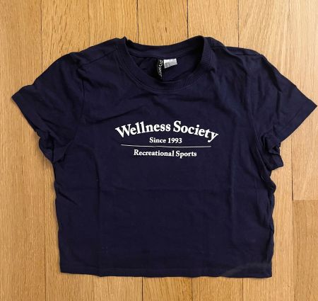 Top cropped dunkelblau weisser Schritzug