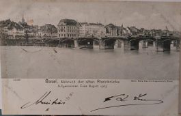 BASEL - Abbruch der alten Rheinbrücke - 1903