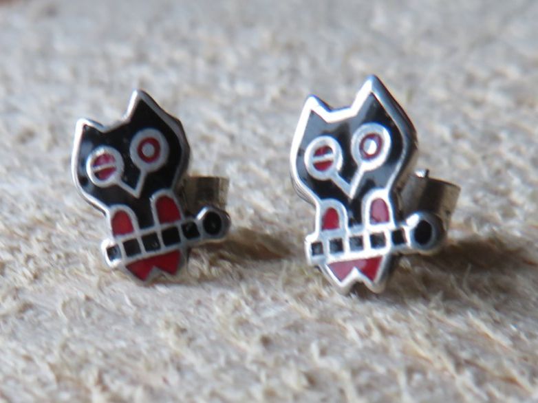 Orecchini pendenti & Orecchini a lobo: Ohrstecker Eulen-Motiv, 925 Silber, emailliert – Nuovo (secondo la descrizione) da Rombach venduto da Masading 1
