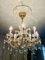 Kronleuchter Messing Kristalle 8 Lichter guter Zustand
