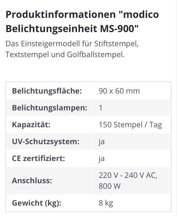 Modico Stamp Copy Machine MS – 900 EU (Gebraucht) in Dänikon ZH für CHF ...