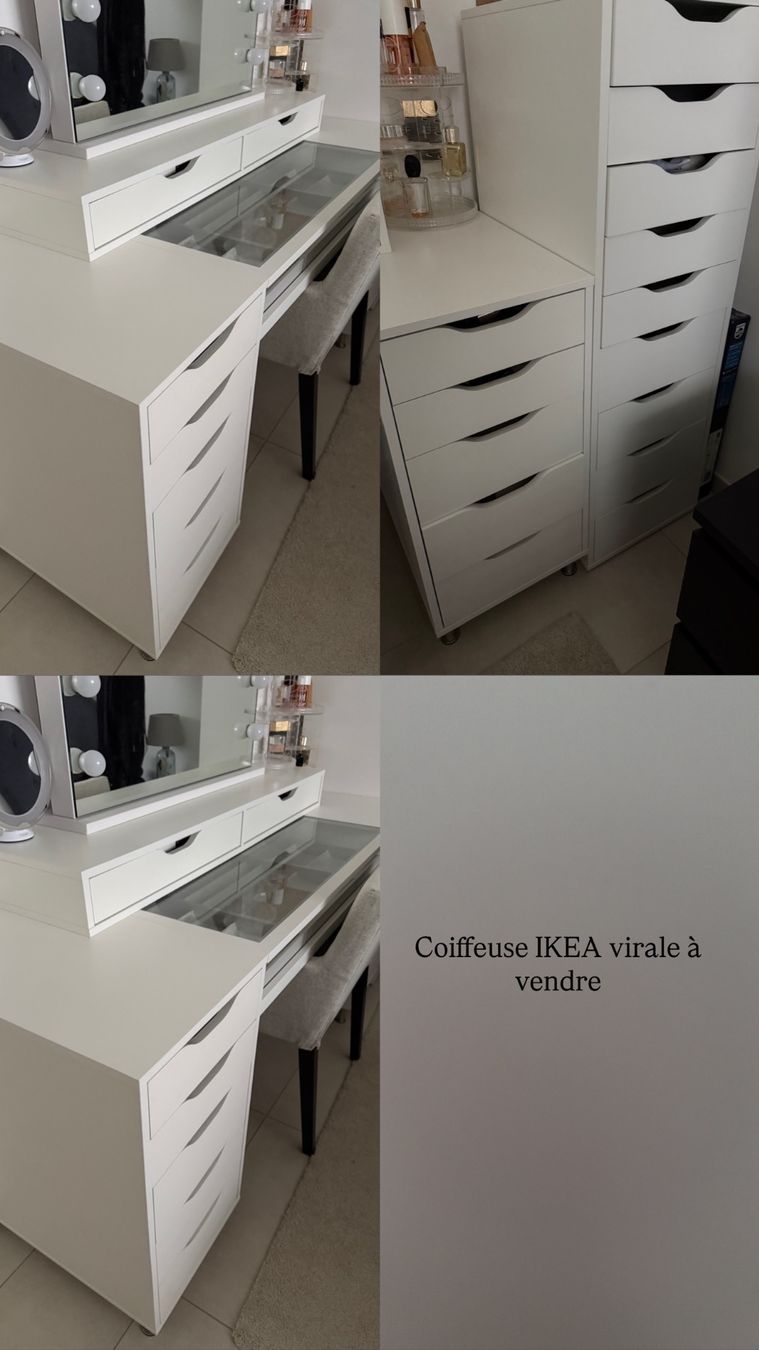 Tavoli da trucco: Coiffeuse IKEA Sans miroir et chaise – Usato da Prilly venduto da sha_bx7m