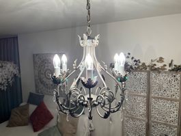 hübscher Leuchter Metall silber - grau filigran Shabby Chic