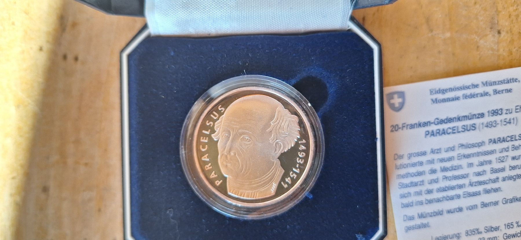 Alle Münzen: Pièce commémorative 20 francs 1993, PARACELSE – Neu und originalverpackt aus Le Sentier von Loorenz 1