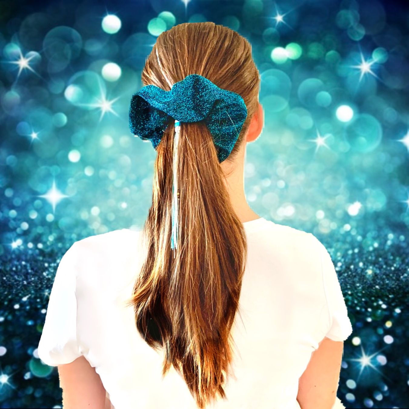 Accessori per capelli: Handmade BIG SCRUNCHIE glamorous petrol metallic dark teal – Nuovo e nell'imballaggio originale da Emmenbrücke venduto da little.treasures 1
