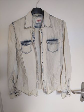 Mustang Bluse im Denim-Stil, Gr. 36, stylisch ausgewaschen