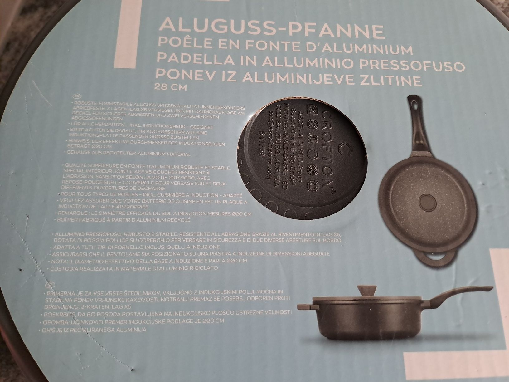 Padelle: Crofton Aluguss-Pfanne 28cm mit Deckel Neu – Nuovo e nell'imballaggio originale da Rickenbach LU venduto da bishiida 3