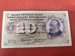 10 CHF Note, Serie 30F, 1963, Schweizer Nationalbank TOP