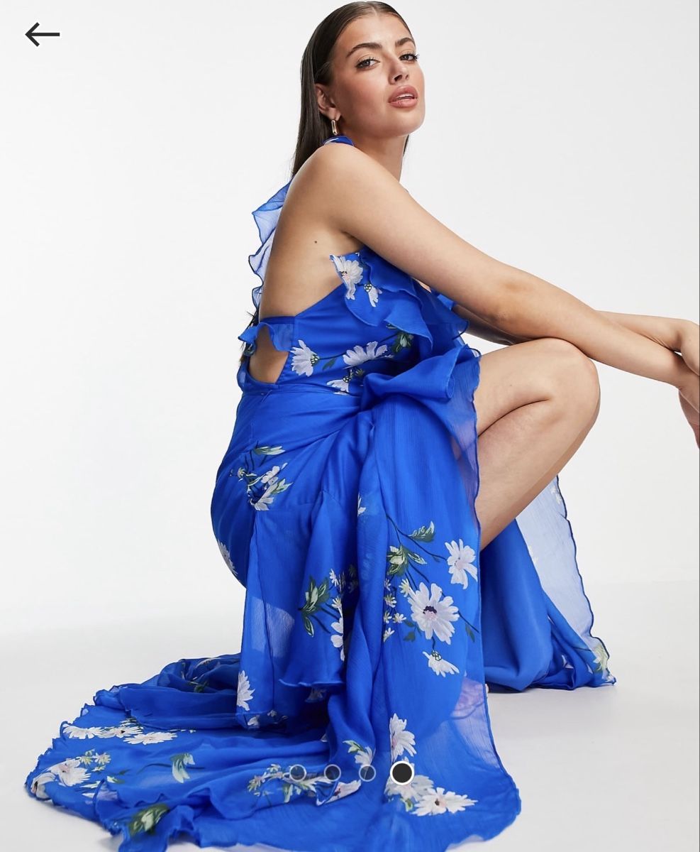 Asos Vestiti: Blue Floral Ruffle Maxi Dress – Nuovo (secondo la descrizione) da Zürich venduto da BettinaMarie2308 2