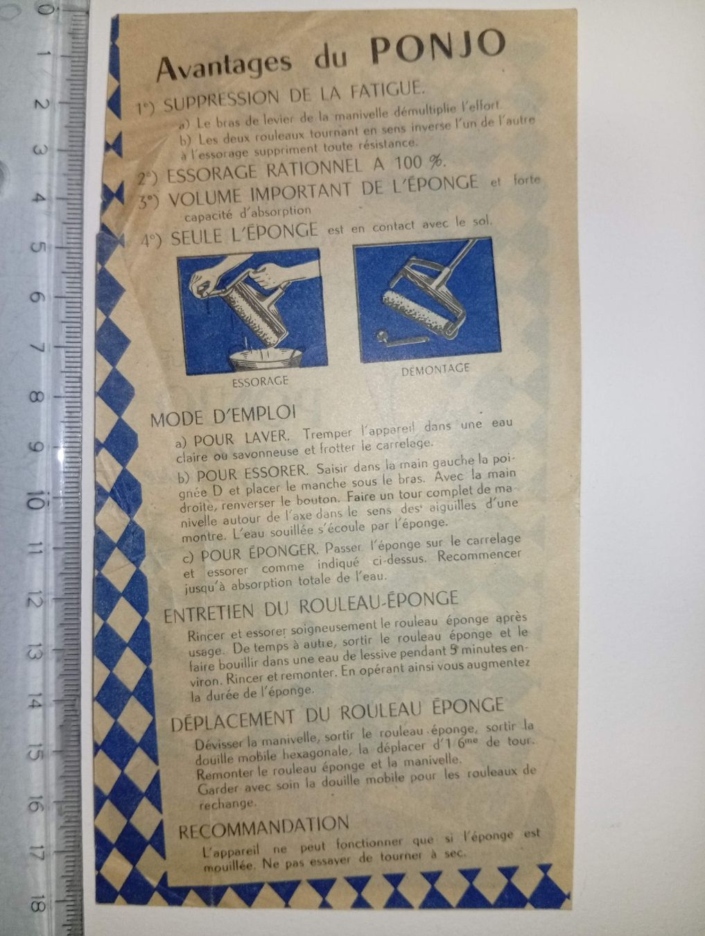 Altro per Eventi aziendali & Feste: Feuillet publicitaire pour le balai éponge Ponjo circa 1950 – Usato da GENEVE venduto da swissthemes 1