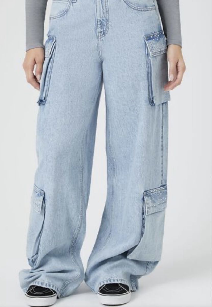 Jeans: Trendy Cargo Jeans, Gr. 44, Hellblau – Nuovo e nell'imballaggio originale da Bassersdorf venduto da BarbarasBoutique 4