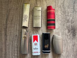 Lot de briquets vintage et fourres à briquets, MARLBORO