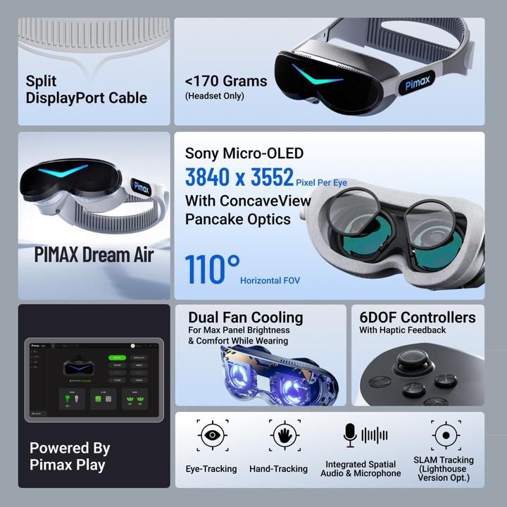 Pimax Casco VR: Pimax Dream Air Lighthouse Premium-VR-Headset – Nuovo (secondo la descrizione) da Gossau venduto da K.A.S 1