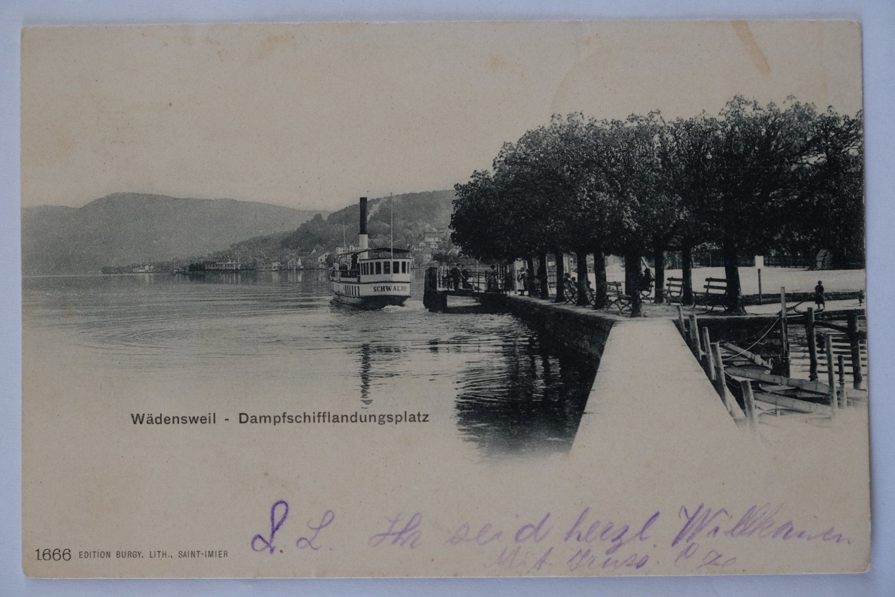 Cartoline postali: Ansichtskarte Wädenswil / Dampfschiff Schwalbe 1909 – Usato da Ehrendingen venduto da nicoro50