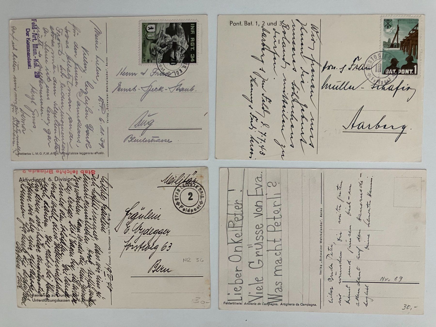 Cartoline postali: 1939/45, 8 vers. Karten – Usato da Würenlos venduto da Eulenpostuhu 1