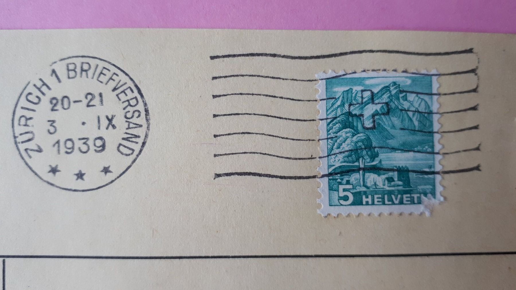 Alle Briefmarken: alte Postkarte  1939 mit 5 Rappen Briefmarke – Gebraucht aus Seewen SZ von SuperpumaDisplayTeam 3