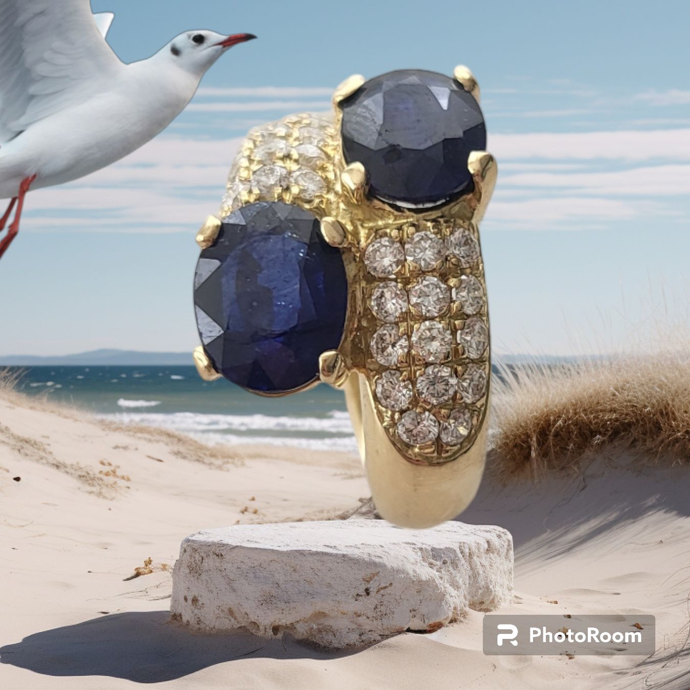 Anelli: Toller Safirring mit 28 Brillanten – Nuovo (secondo la descrizione) da Unterägeri venduto da Altgoldschmuck 3