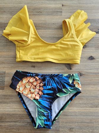 Mädchen Bikini Grösse 104 Gelb mit Ananasprint