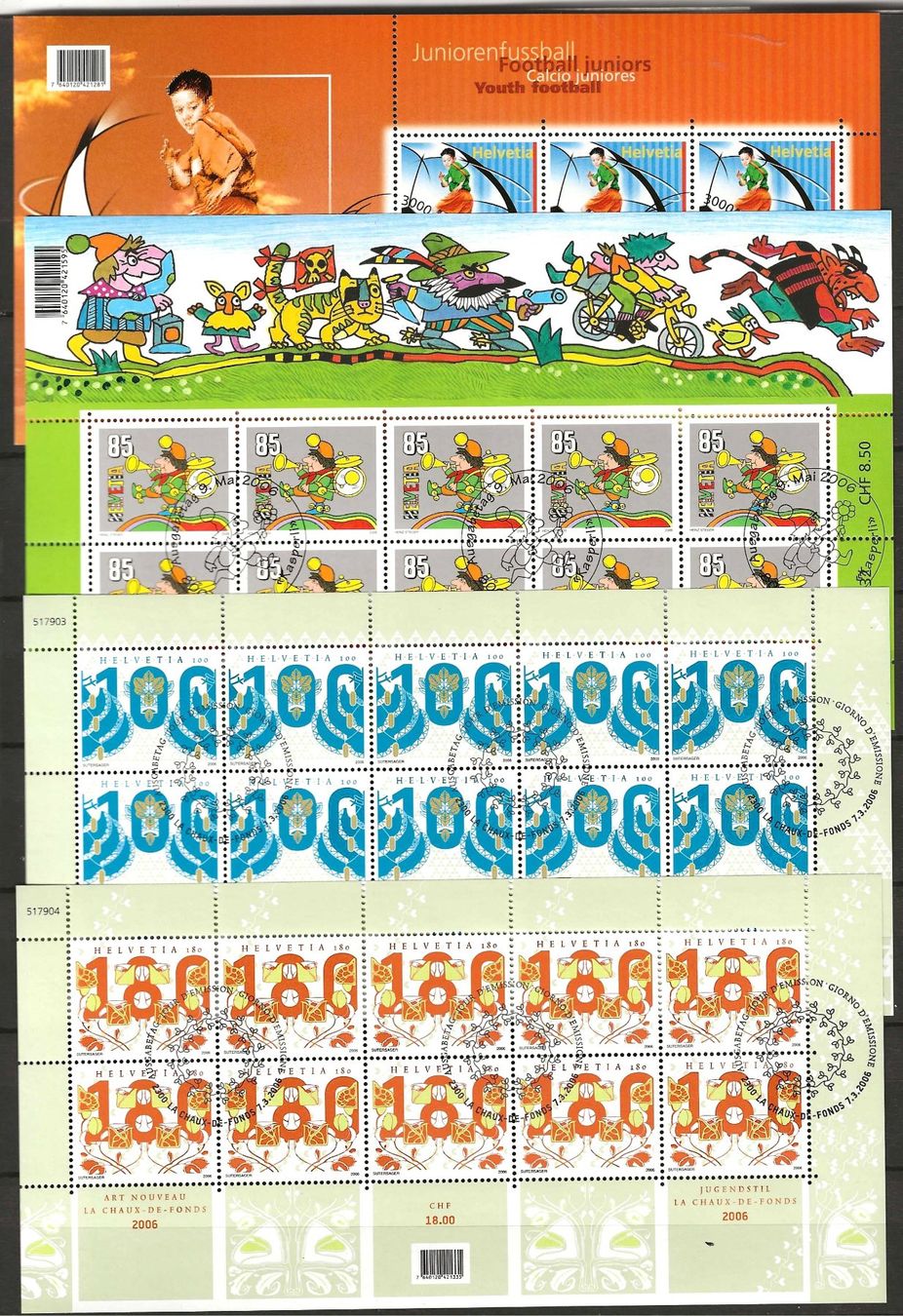 Tutti i francobolli: 2006 : 4 Kleinbogen, Ersttag : KP 220.-- – Usato da Gümligen venduto da Geniusbuy