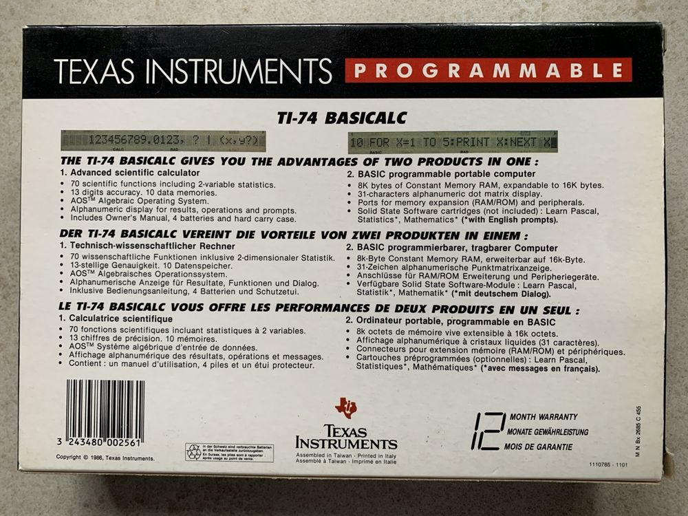 Texas Instruments Ti-74 BASICALC mit original Verpackung (Gebraucht) in ...