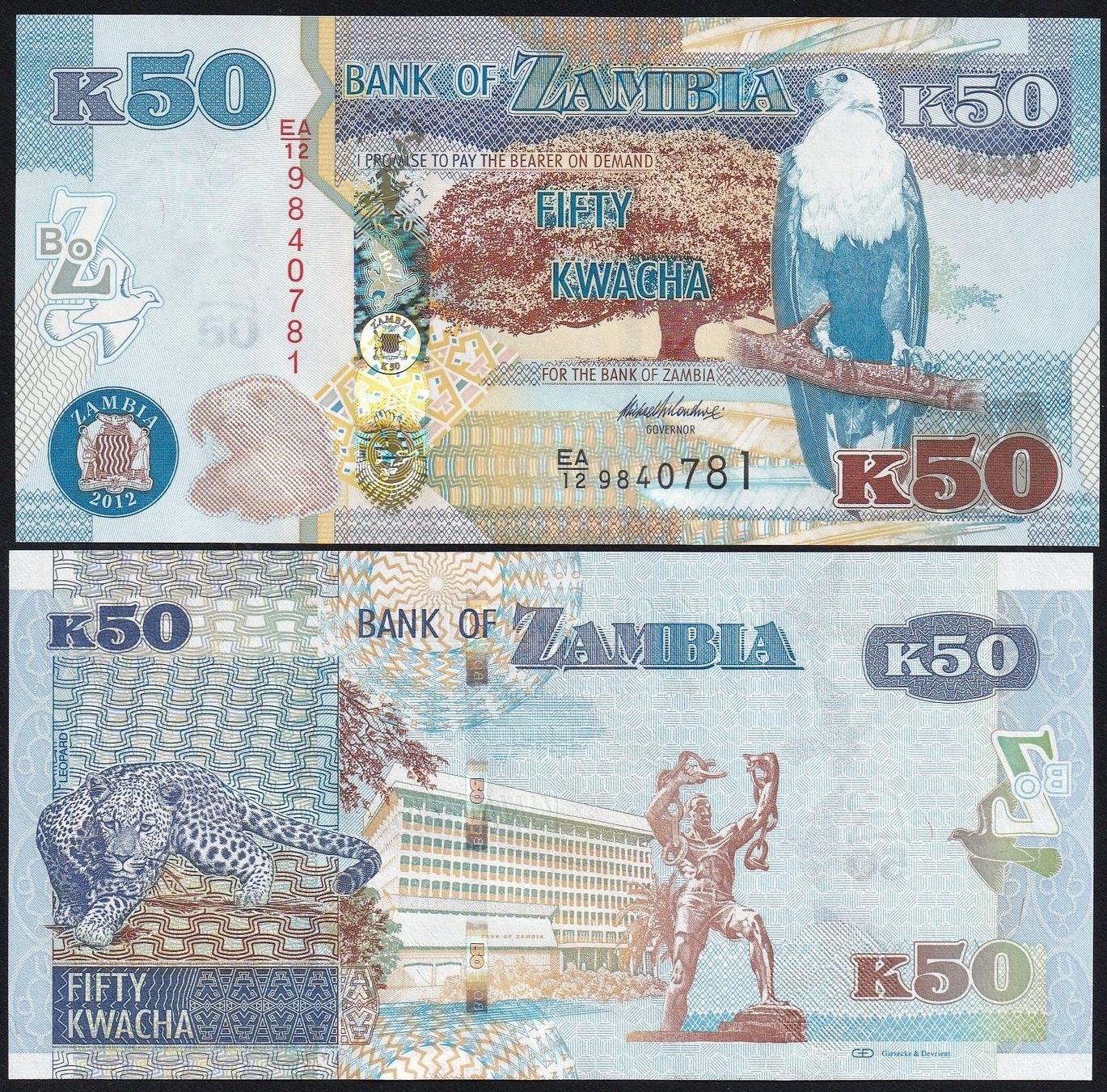Banconote: Zambia 50 Kwacha UNC 2012 – Nuovo e nell'imballaggio originale da Naters venduto da Radman