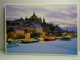 Winterliche Postkarte Stockholm Schweden ❄️⛄️🚢🏘️✨🌃🌉15x21