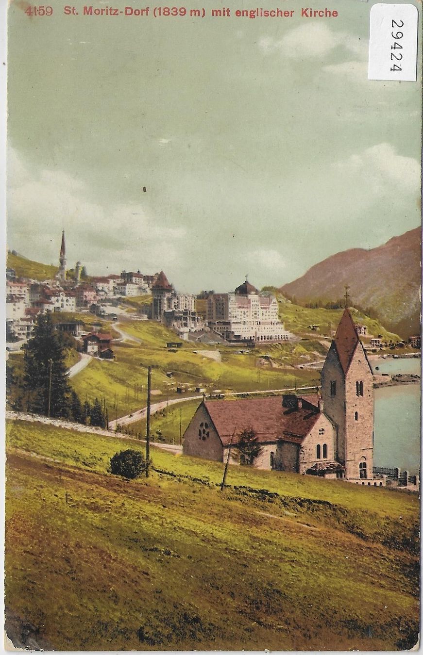 Cartoline postali: St. Moritz mit englischer Kirche - Litho – Usato da Ettingen venduto da Kartenplanet
