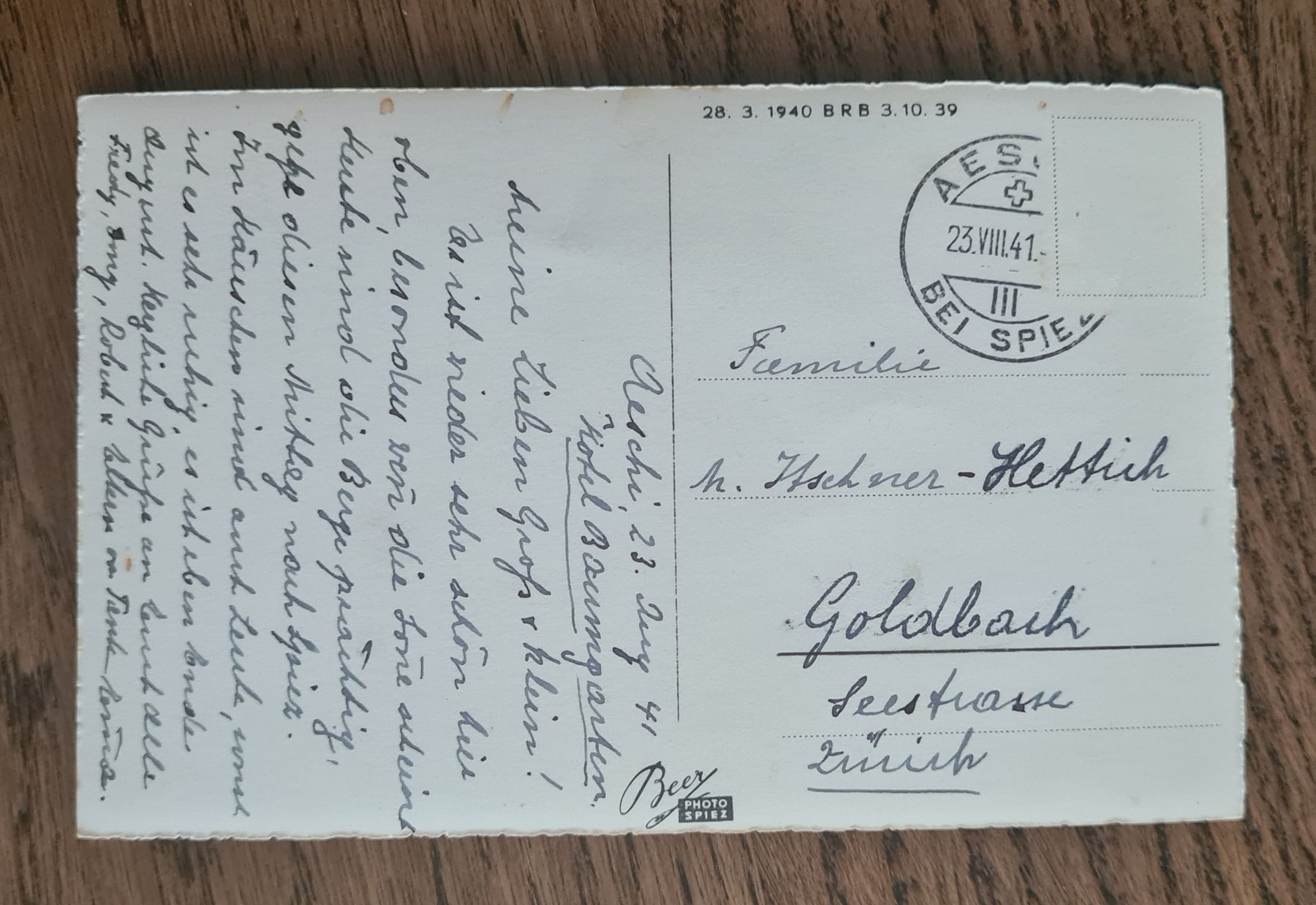 Ansichtskarten: Abschied mit Alpen 1941 – Gebraucht aus Ebikon von Donar50 3