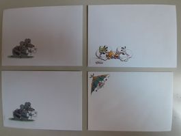 4 Couverts mit Comics - Aufdruck Uli Stein, etc.  3 Motive